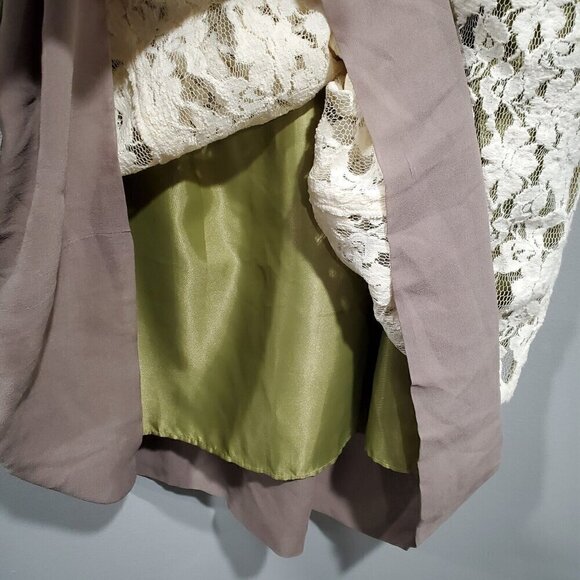 Sundance Women's Dress Mesh Lace Overlay Ivory Green Romantic Boho Sleeveless 14 - Picture 10 of 14